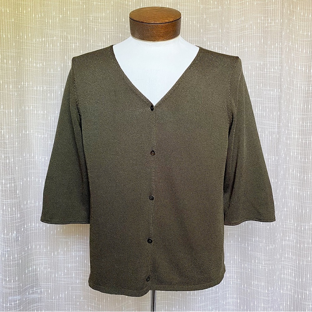 Eileen Fisher Lightweight Knit 3/4 Sleeve Cardigan